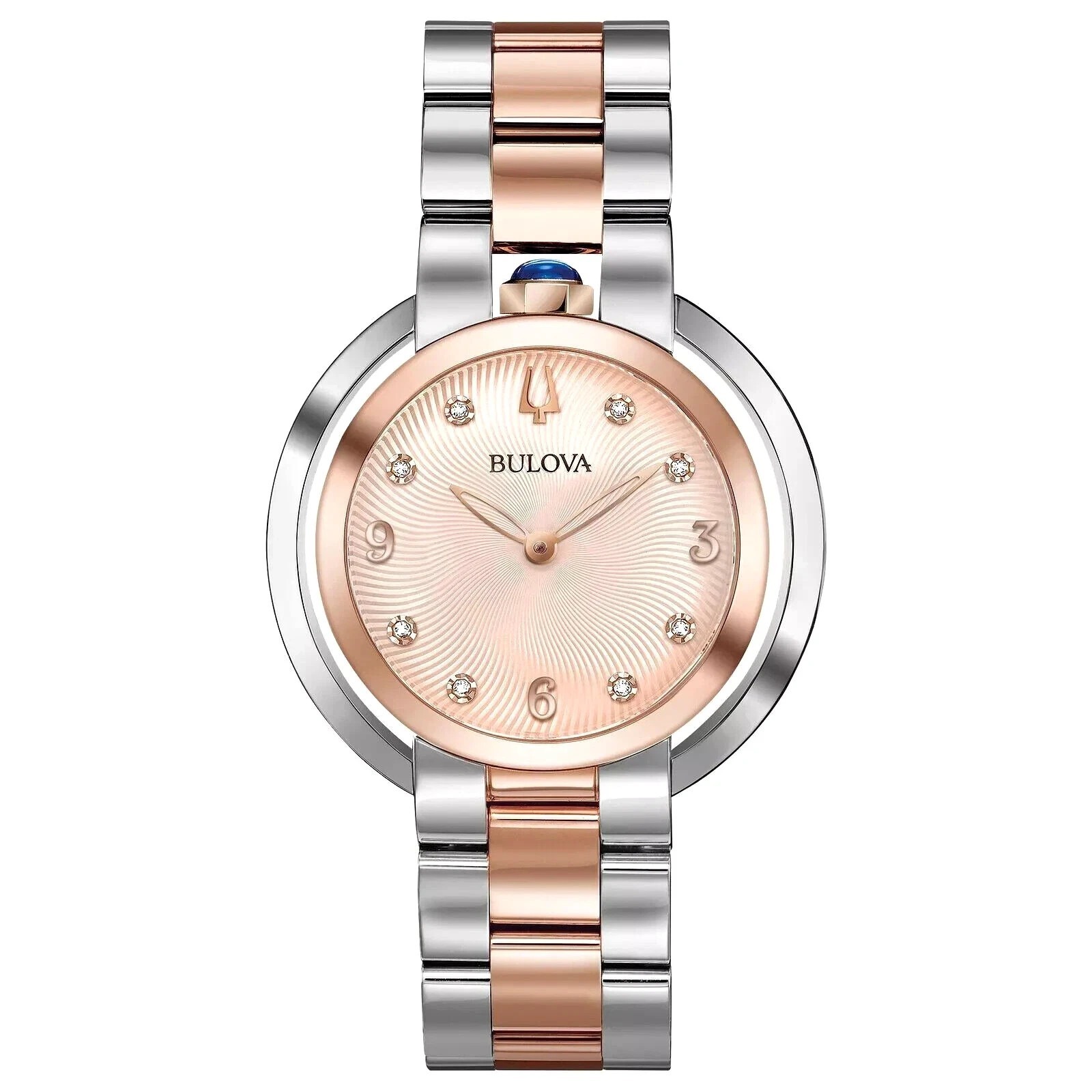 Bulova 98p174 Rubaiyat Diamond Stainless Silver  Rose Gold Tone Ladies Watch